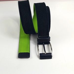 Hugo Boss black green leather belt